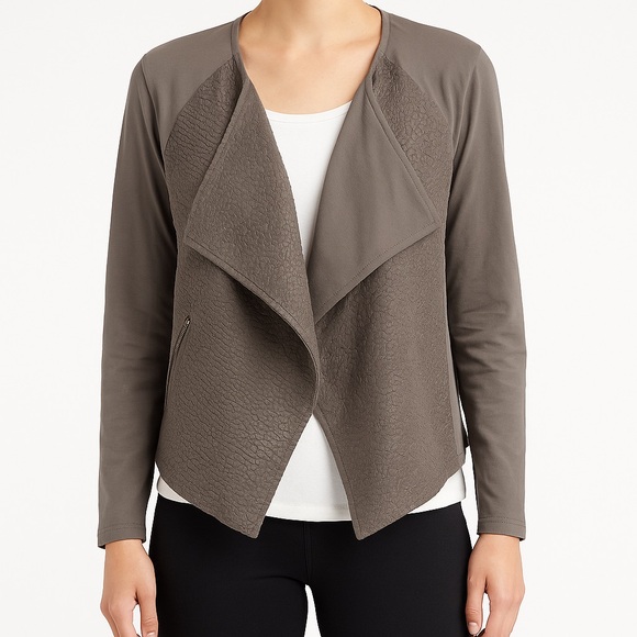 Skin Gray Textured Draped Open Front Jacket Size 4 (XLarge) - Picture 1 of 9